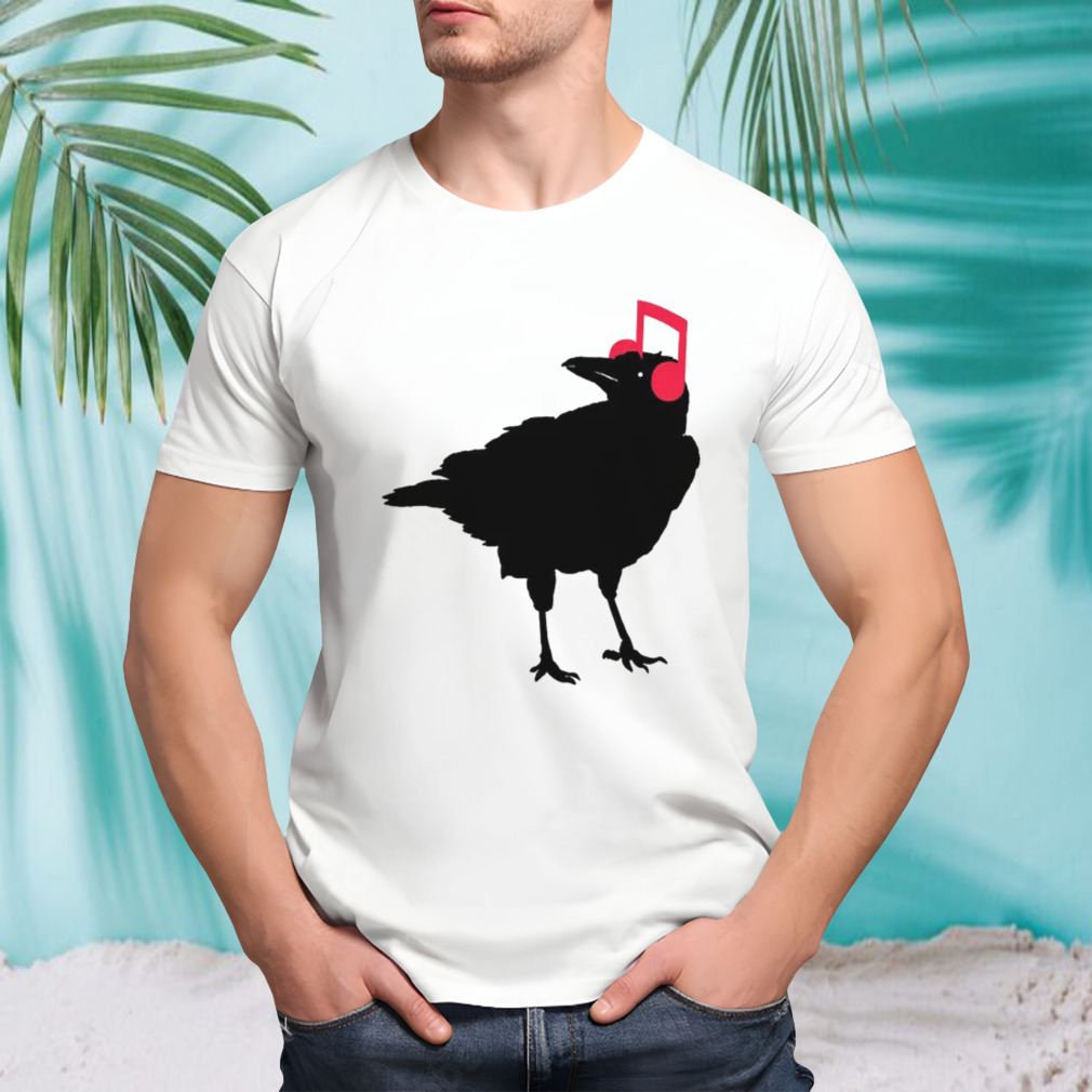 Music Bird Crow Musical Note A Black Crow A Red Headphone shirt