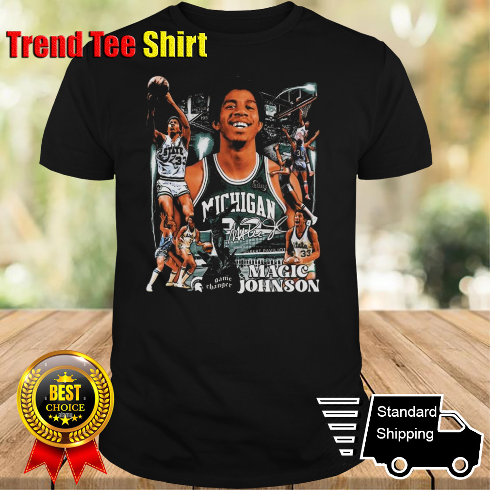 Magic Johnson Michigan State Basketball Player Signature Graphic T-shirt