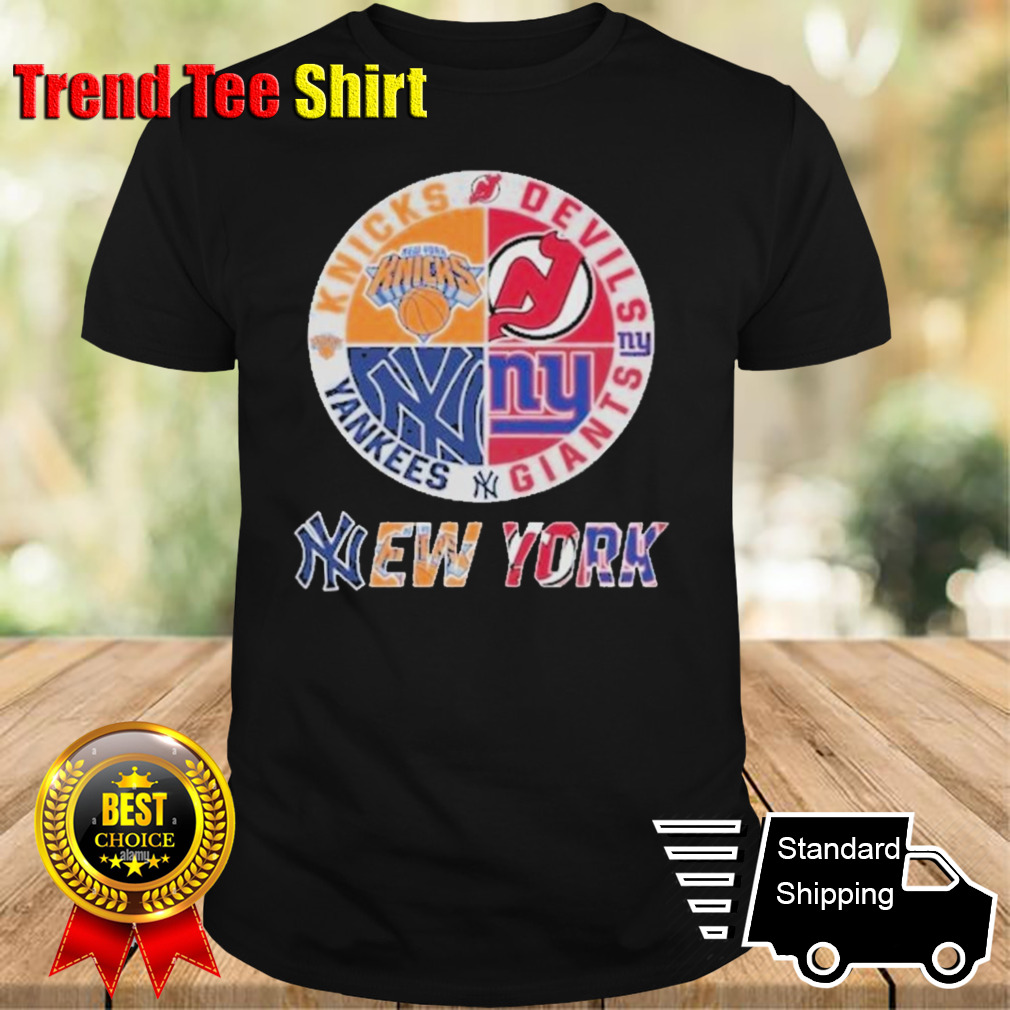 New York Knicks NY Giants NY Yankees New Jersey Devils Proud City Sport Fan T-Shirt