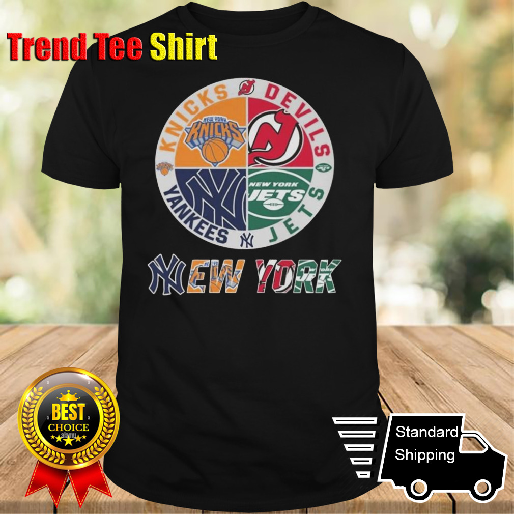 New York Yankees NY Knicks New York Jets New Jersey Devils Sports City Fan Proud 2024 T-shirt