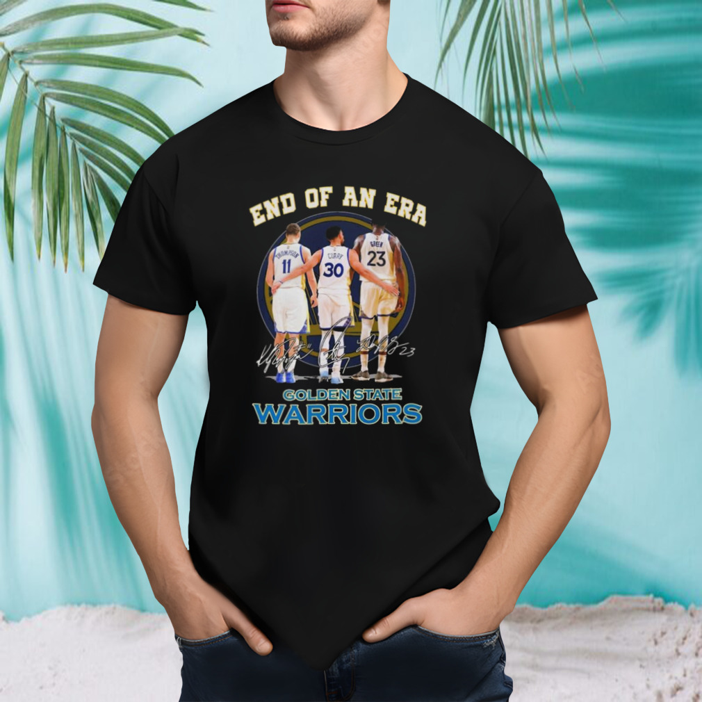 Golden State Warriors Klay Thompson’s Stephen Curry And Draymond Green End Of An Era Signatures T-shirt