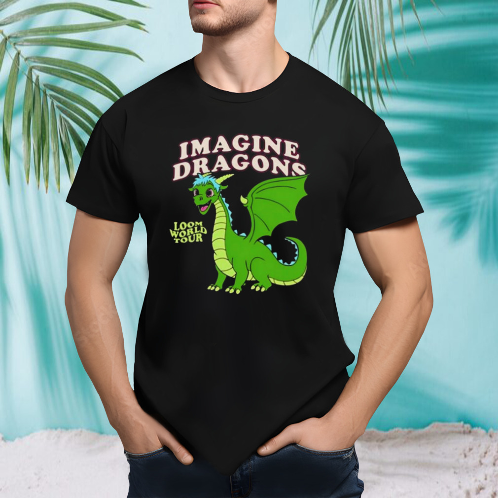 Imagine Dragons Black Cartoon Dragon Loom World Tour T-shirt