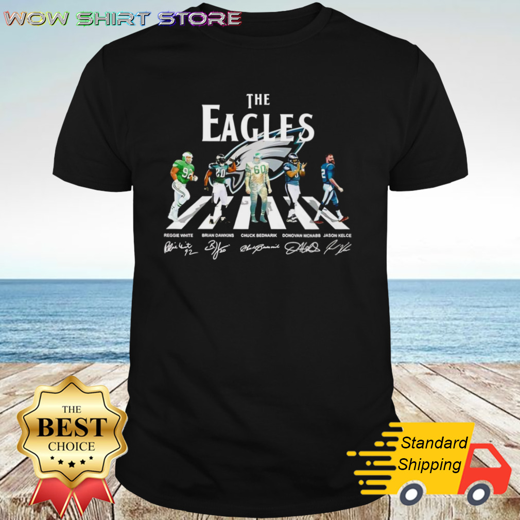 The Eagles Abbey Road White Dawkins Bednarik Mcnabb And Jason Kelce Signatures shirt