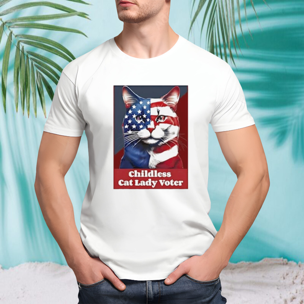 Patriotic Cat Childless Cat Lady Voter Kamala Harris T-shirt
